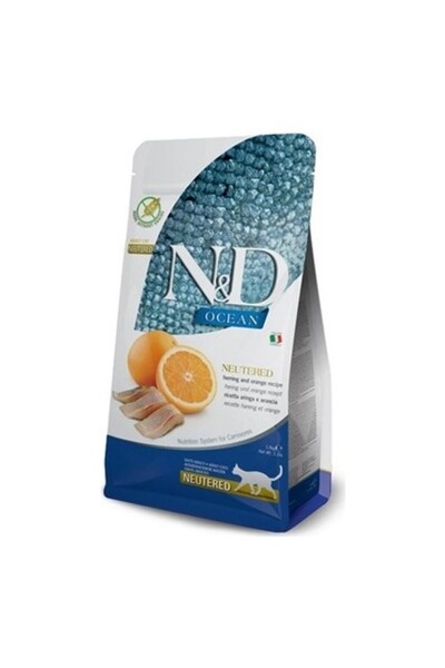 N&D Nd Ocean Tahılsız Ringa Balığı ve Portakallı Kısır Kedi Maması 5 kg