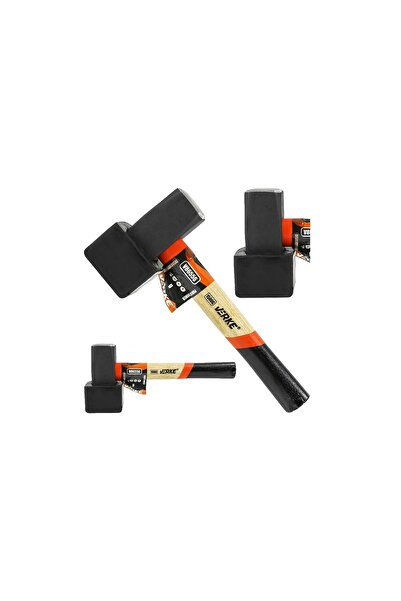 VERKE Ciocan din cauciuc cu cap dreptunghiular, 1500 g negru, maner din lemn,