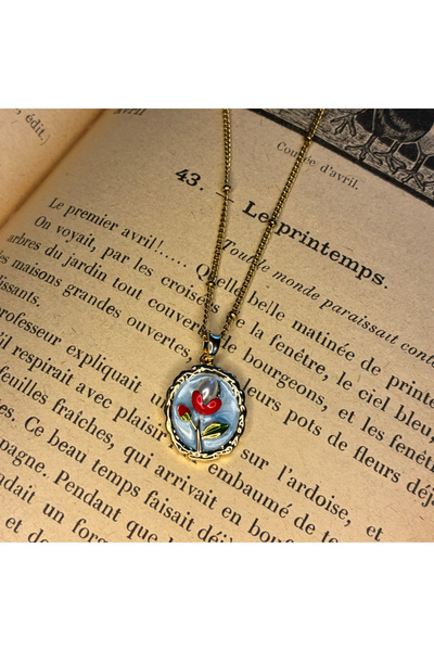 RF Studio Vintage Retro Look Steel Chain Bohemian Flower Necklace