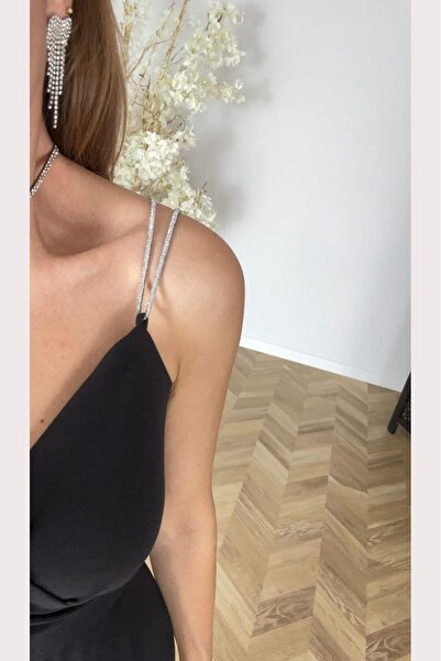 gesmoda G1654 Double-Breasted Collar Stone Strap Jumpsuit Black