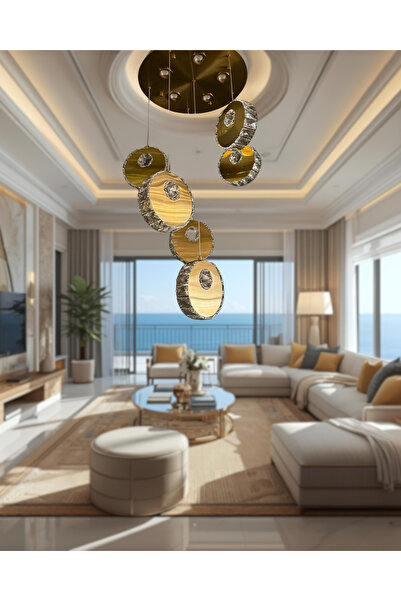 MİRAN HOME 6lı Kristal Eskitme Avize/ Modern Taşlı avize / Eskitme avize / Rose-Gold-Gümüş Yapılır