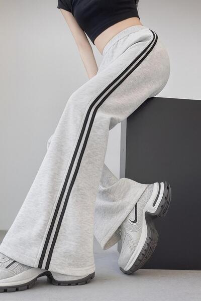 pandy Γυναικείο φαρδύ παντελόνι με διπλή ρίγα