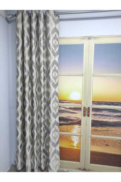 Evcimenhome Lined Rustic Curtain with Eyelet Metal Rings 170Cmx230Cm