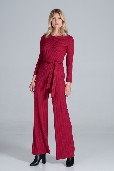 Figl Knitted jumpsuit with side tie - red jumpsuit M835 size S