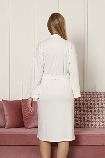 Espuar Women's 865 Piped Combed Cotton Dressing Gown