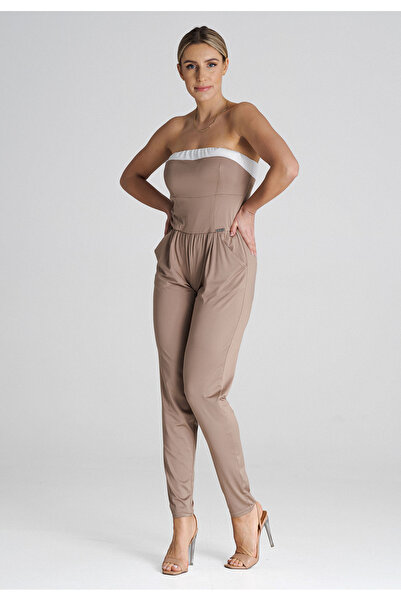 Figl Loose jumpsuit with ruffles, beige M1025, size S