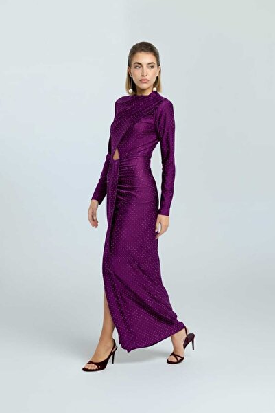 Andress Boutique Rochie maxi Henriette - Satin vișiniu