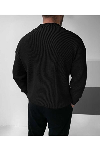 WE AND ME Men's Slim Fit Slim Fit Half Zip Mock Neck Knitwear Sweater