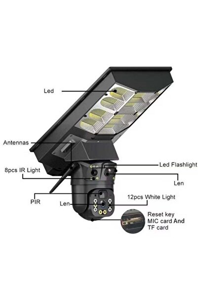 Generic Solar Streetlight Dual Lens 4G Security Camera - 3MP, IP65, Motion Tracking