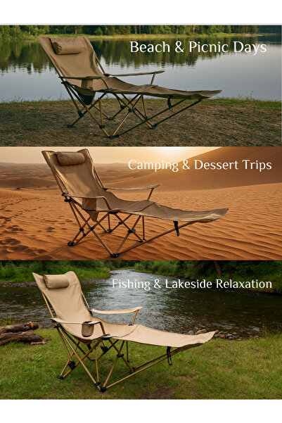 Raz Home Foldable Reclining Camping Chair with Footrest