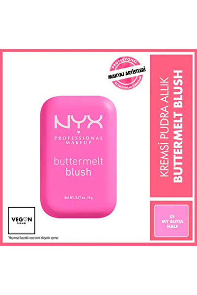 RUBY CARE N.Y.X Buttermelt Blush Kremsi Pudra Allik 01 My Butta Half