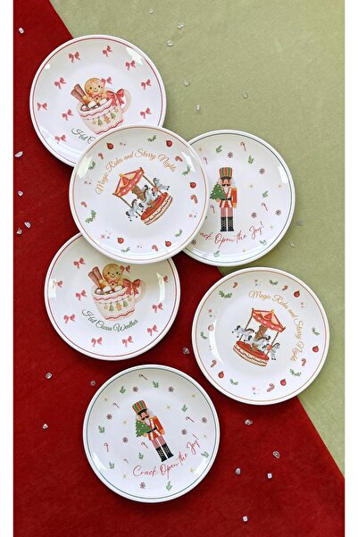 Erbaşlar Christmas Tale Collection Luxury 6-Person 16 cm Dessert Plate Set