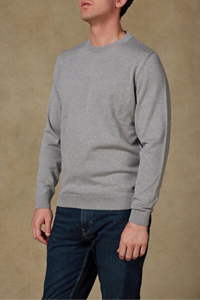 Abbate Ανδρικά πλεκτά ενδύματα από βαμβακερό ύφασμα μοντέρνα εφαρμογή σε ανοιχτό γκρι λαιμόκοψη