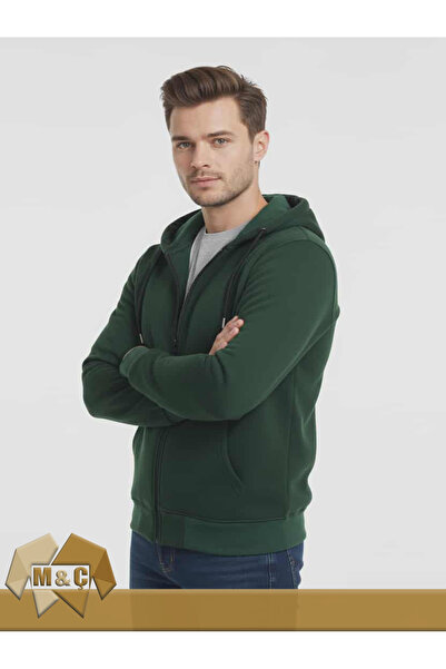 MÇ FAMİLY STORe سترة رياضية بقلنسوة وسحاب من 3 خيوط، مقاس كبير، من القطن السم...