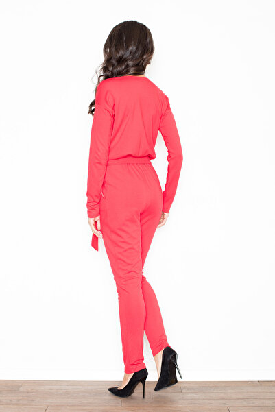 Figl Women's casual jumpsuit - red viscose jumpsuit M413 size XL