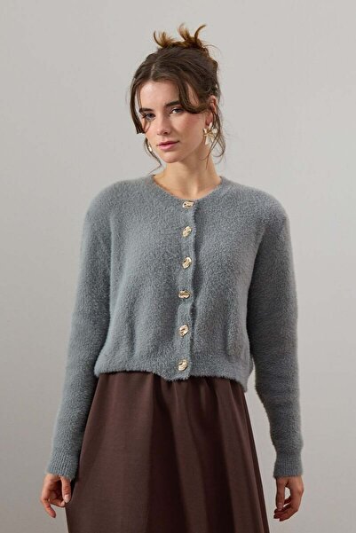 Ceylan Otantik Gray Plush Cardigan