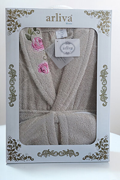 Arliva Home ROSEL TERLİKLİ BORNOZ SETİ S-M / L-XL