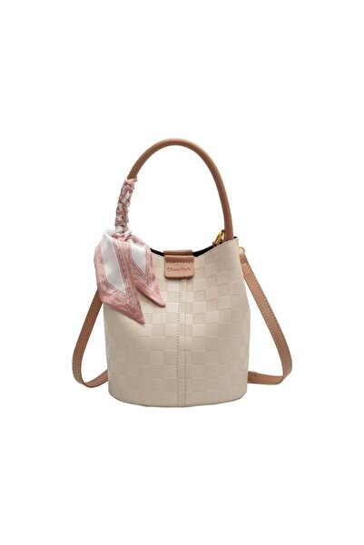 AyShop Geantă de umăr elegantă pentru femei, în stil găleată, cu model pătrat simplu