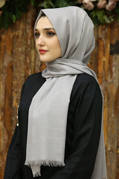 Feiza Collection Pamuklu Simli Şal - Gri