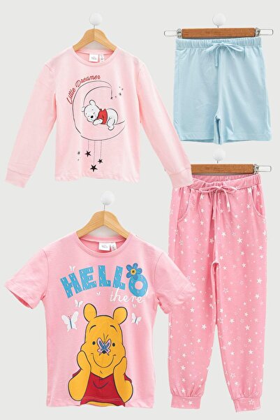 FOR YOU MODA 4-teiliges Winnie-Puuh-T-Shirt- und Shorts-Set
