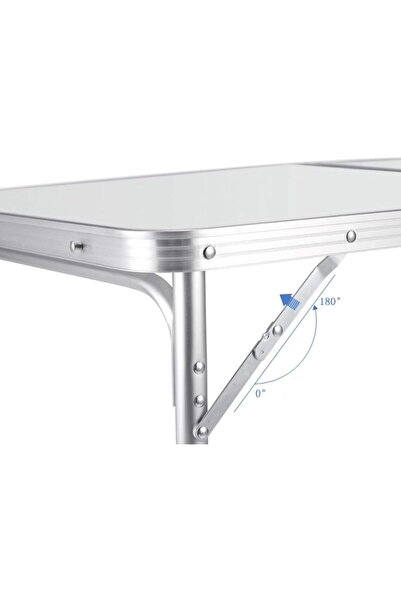 Generic Foldable Aluminum Table, Adjustable Height Lightweight Portable Camping Table (90 x 60 cm)