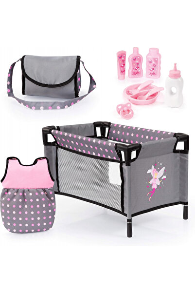 Bayer Travel Set Fairy doll travel cot set with sleeping bag and feeding accessories