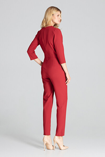 Figl Women's wrap jumpsuit - elegant burgundy jumpsuit M672 size M
