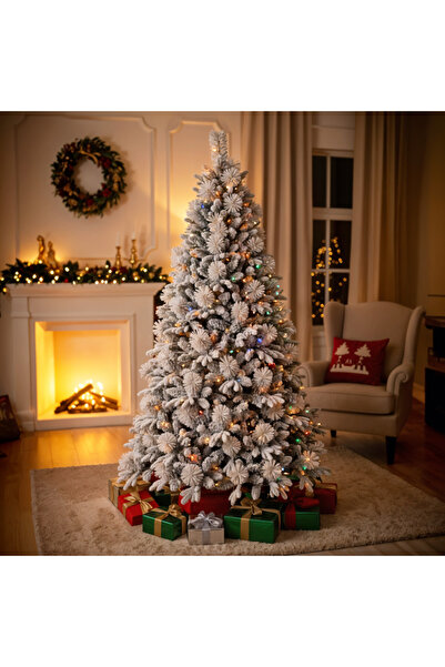 Optim Solution Brad de Crăciun de lux cu zăpadă și conuri 185cm cu LED-uri multicolore (en-gros)