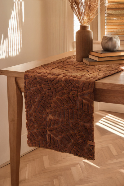 HAMUR Punch Washable Tablecloth, Table, Living Room, Kitchen and Coffee Table Table Runner Forest Tan