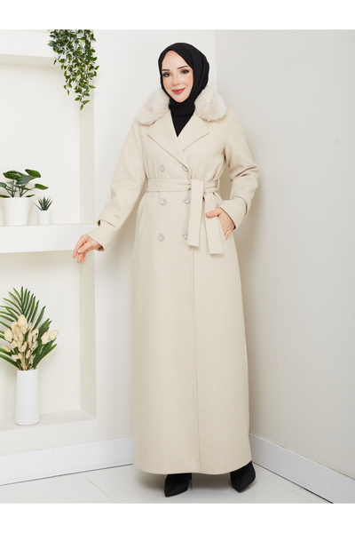 Moda İncir διπλό πέτο ΠΑΛΤΟ ΜΕ ΓΟΥΝΙΑ ΜΕ ΚΟΛΑΡΟ