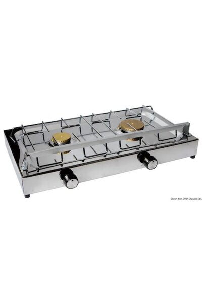 OSCULATI Aragaz portabil cu două arzătoare, oțel inoxidabil lustruit, termocu...