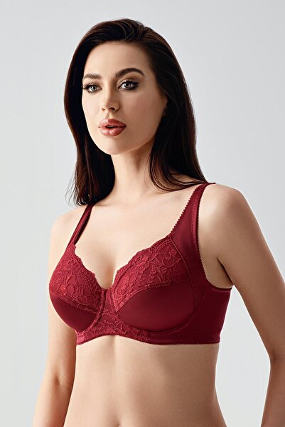 cotonhause Women's Shaping / Sculpting Underwire Lace Embroidered Burgundy Bra C5T0N3243
