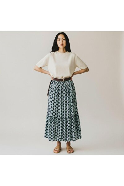 GÖMLEK GALERİSİ Patterned Ruffled Wrinkled Cotton Woven Skirt (38-48)