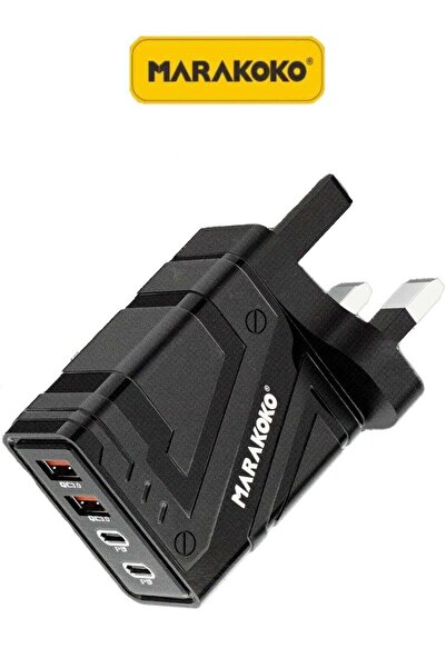 MARAKOKO شاحن سريع من النوع C بقدرة 66 واط. شاحن حائطي بأربعة منافذ (شاحنان م...