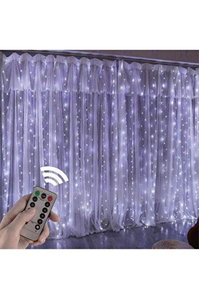 FAM Perde Peri Led Kumandali Dekoratif Su Geçirmez Beyaz 3x2 Metre