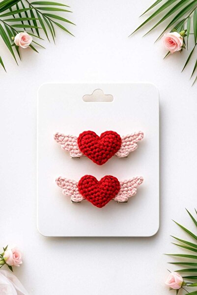 Hand Mother's Since 2024 Angel Heart 2-Piece Handmade Clip 100% Cotton Antiallergic Hair Accessory Buckle