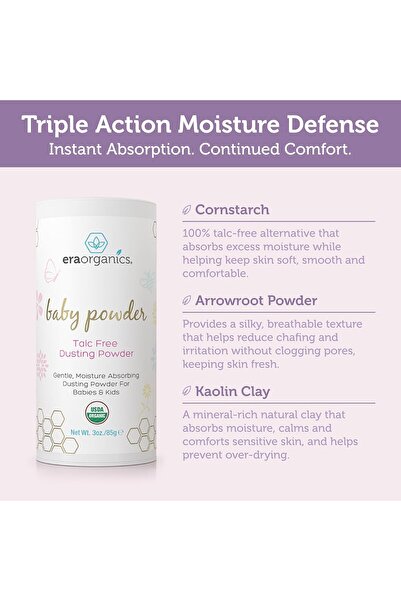 era organica Era Organics Talc-Free Baby Powder 90 ml (USDA Organic, Non-GMO, Cruelty-Free)