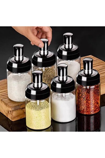 genric Glass spice jar set with lid and spoon, 10 pieces, 250ml capacity 00054