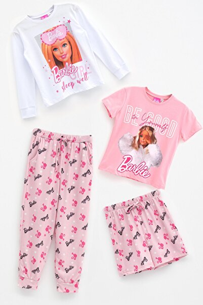 FOR YOU MODA 4-teiliges Barbie-Set aus T-Shirt und pinken Shorts