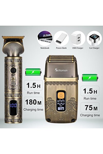 Scttomon Body Trimmer for Men - Waterproof Wet/Dry Groomer with LED Display