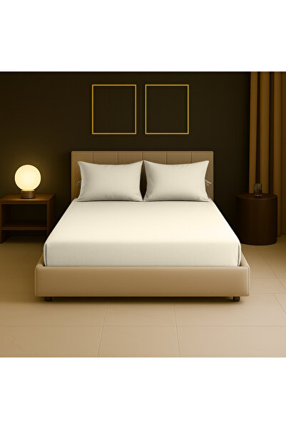 Sabia 100% Cotton 62 Thread Count 180X200 cm +37 cm Height Suitable Extra Large Size Elastic Sheet Set