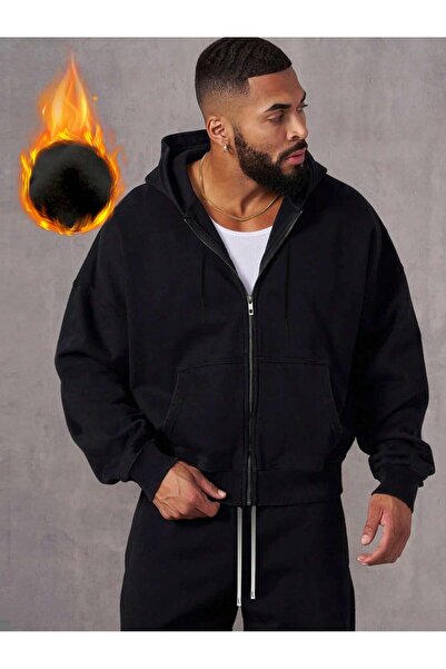 rocassi BÜYÜK BEDEN Fermuarlı Kapüşonlu Swearshirt