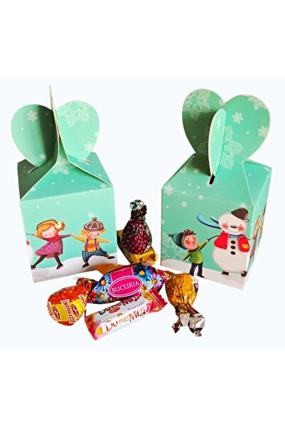 Buchet dulce Cardboard Christmas Gift Box with 250g Bucuria Chocolate Mix – Sweet Holiday Gift