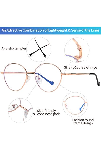 Joopin Metal Round Blue Light Glasses for Men and Women