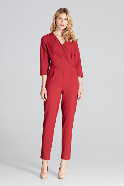 Figl Women's wrap jumpsuit - elegant burgundy jumpsuit M672 size M