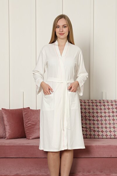 Espuar Women's 865 Piped Combed Cotton Dressing Gown
