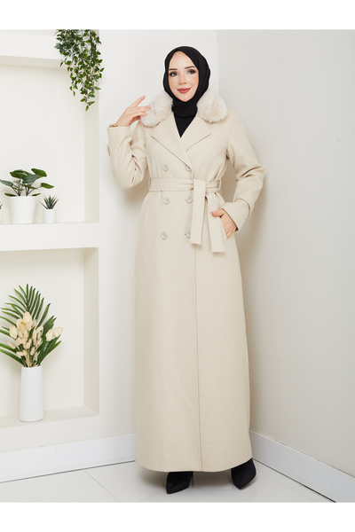 Moda İncir διπλό πέτο ΠΑΛΤΟ ΜΕ ΓΟΥΝΙΑ ΜΕ ΚΟΛΑΡΟ