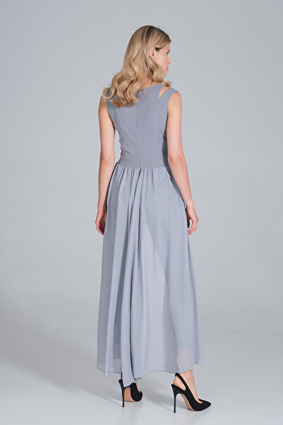 Figl Elegant bridal jumpsuit - jumpsuit with chiffon skirt - gray M842 size S