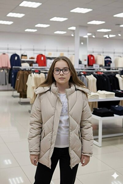 Linoş Kids Kız Çocuk Yumuşak Dolum Içi Kürklü Kalın Mont Kız Çocuk Mont Kürklü