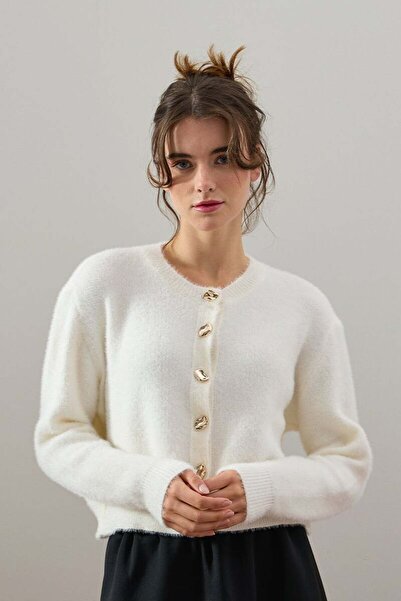 Ceylan Otantik Ecru Plush Cardigan